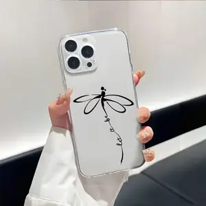 A Line Dragonfly Pattern Phone Case, TPU Shockproof Full Protection Case, Suitable for iPhone 17/16/15/14/13/12/11 PRO MAX PLUS AIR E XS and PROMAX XR, Ideal Gift for Friends and Family, ZB413