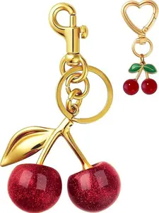 Keychain Cherry Bag Charms - Adorable Key Chains Women Cute for Handbags & Car Keys | Fashion Gift for Women