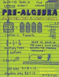 USED-Pre-Algebra Answer Key & Test Bank by Greg Sabouri (Paperback)