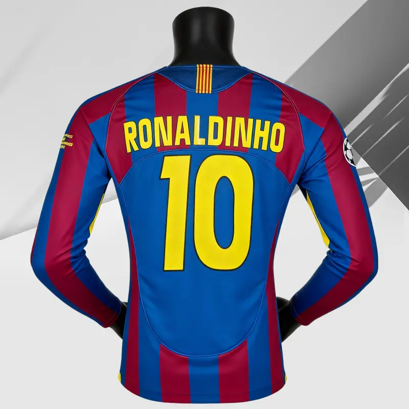 2006 Home Long Sleeve Soccer Jersey 10# Ronaldoinho Football Jersey Fans Version