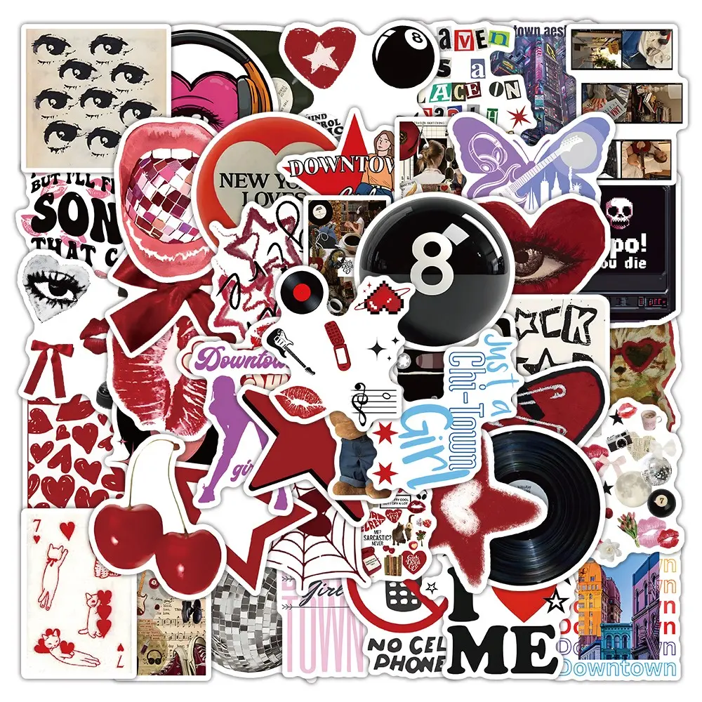 50 Pcs Y2K Sticker Set, Pinterest Girl Durable Vinyl Waterproof Stickers, for Books, Smartphone, Cellphone, Laptops, Water Bottles, Cute Gift