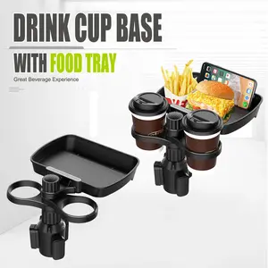 Dual Cup Holder Expander Adjustable 360°Rotating Car Seat Organizer
