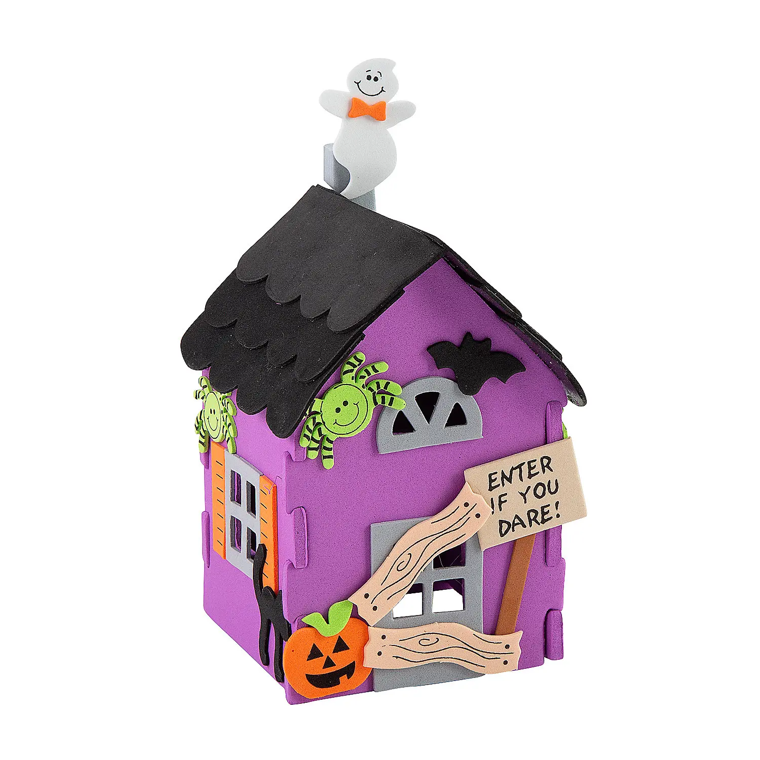 Halloween 3D Multicolored Haunted House Foam Craft DIY Kit - 12-Pack, 4"x6" Foam Pieces, Handmade Gifts, Festive Party Home Decor Supplies