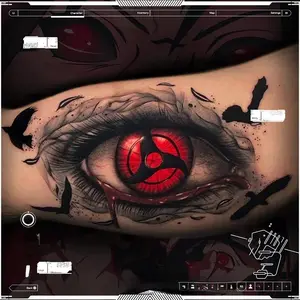 Anime Cool Red Eye Cartoon Temporary Tattoos Hand Waist Arm Body Art Black Waterproof Fake Tattoo Sticker