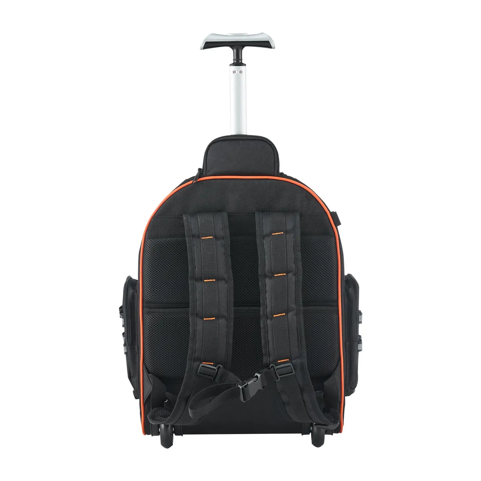 Heavy Duty Rolling Tool Backpack with 110lb Load Capacity, 45 Pockets, Adjustable Telescoping Handle & Stable Base, Tool Organizer for Construction Mechanics