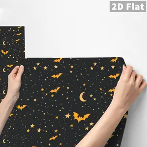 1PC QT WallSticker Black Gold Starry Night Bat Self-Adhesive Sticker Frosted PVC Waterproof Oil-Proof Kitchen Bathroom Decor