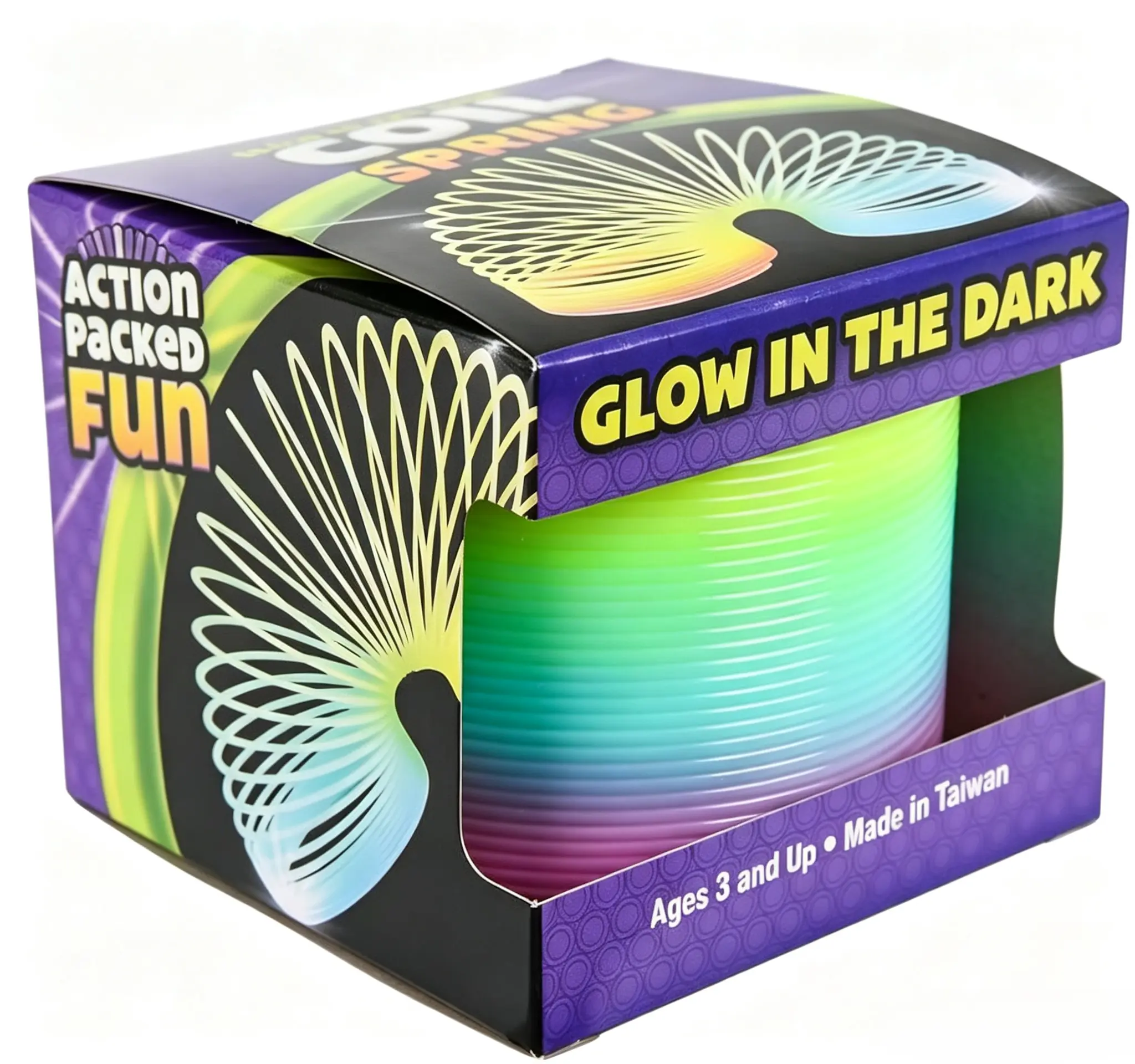 3 Inch Glow-in-The-Dark Coil Spring Toy, Single Count Flexible Light Up Slinky Fidget Toy, Fluorescent Stress Relief Sensory Play, Novelty Gift for Kids Birthday Party Favors, Classroom Rewards & Carnival Prize Fillers