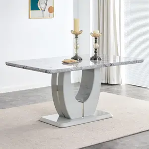 MUUOKY 63 inch Rectangular Dining Table for 6 people, Luxury Faux Marble Top, Modern Simple Luxury Table for Dining Room, Kitchen and Patio,Living Room