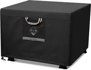Fire Pit Cover Square Heavy Duty Fabric 100% Waterproof, Fits Outdoor for 29",30 inch,31 inch,32 inch Fire Pit/Table Cover,Gas Fire Pit Cover (32"L x 32"W x 24"H,Black)