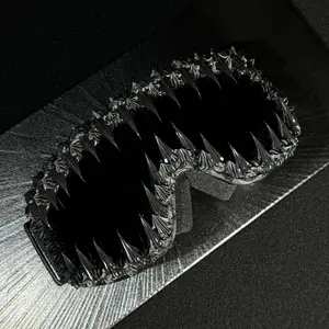 Punk Style Large Frame Anti-Wind Ski Goggles, Adjustable Elastic Strap, Handmade Random Effect, Outdoor Sports Eyewear, Windproof ski goggles