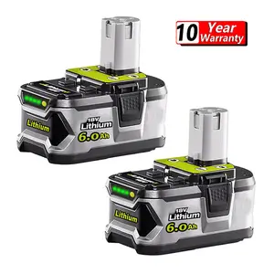 High quality 2PACK 6.0Ah For RYOBI 18V Battery One Plus High Capacity P108 Lithium-Ion P102