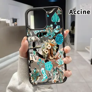 MagSafe Case for iPhone 17 Pro Max 16 Plus 15 14 13 12 11 Air E Cowboy Cactus Caper Pattern Acrylic Back TPU Edges Shockproof Ultra Thin Mobile Phone Cover Gift for Boy