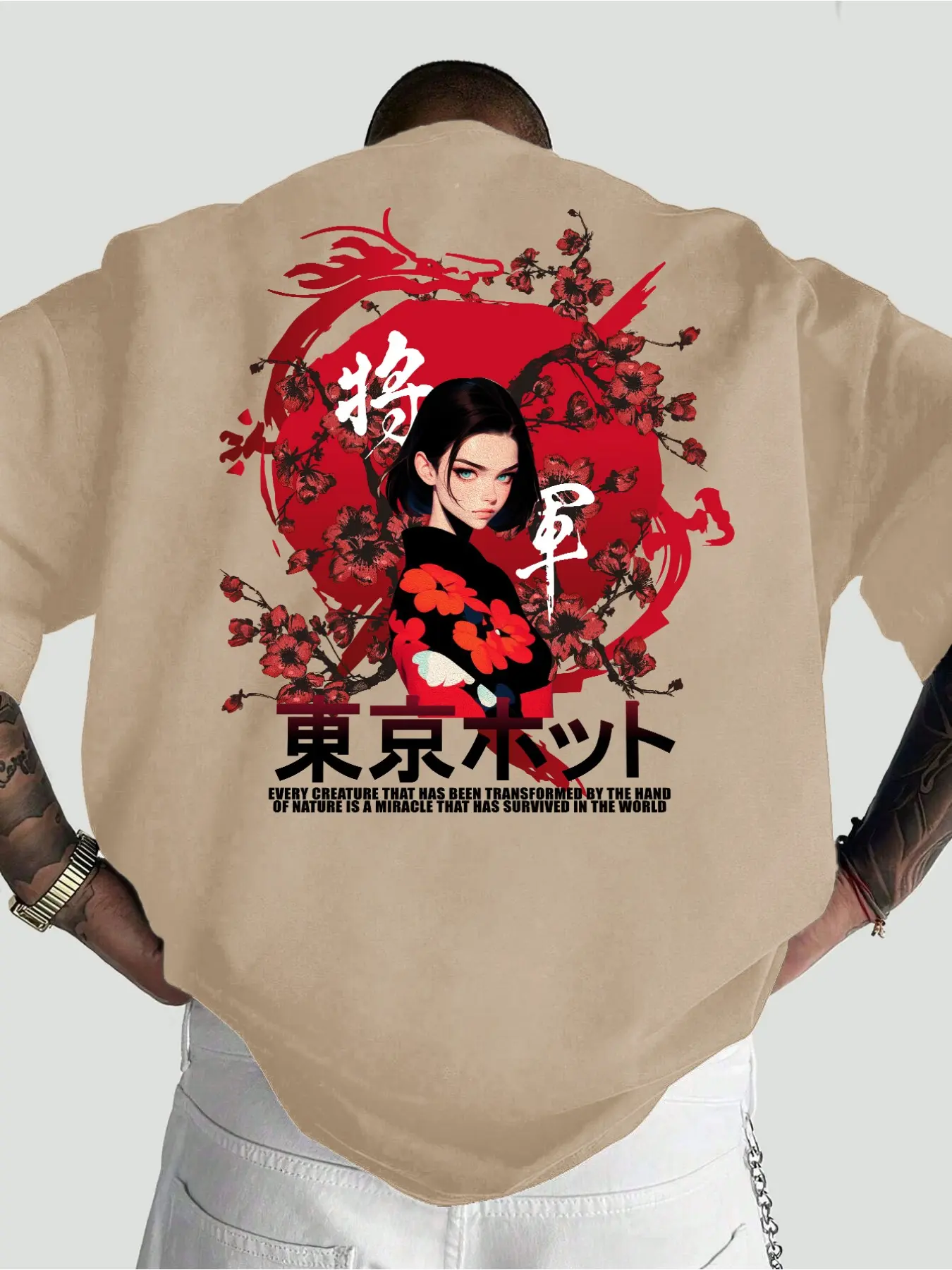 A men's T-shirt. Features a fashionable and casual street style. Available in multiple colors. Made of polyester fabric. Loose round-neck short sleeves. Suitable for summer wear. Print Streetwear Menswear