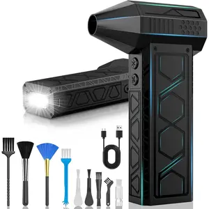 Air Duster with Flashlight,180000RPM Compressed Air Duster Fan(10000mAh),Multipurpose Jet Fan,Air Blower Duster with Lighting, High-Speed Air Blower with 4 Gear-Black