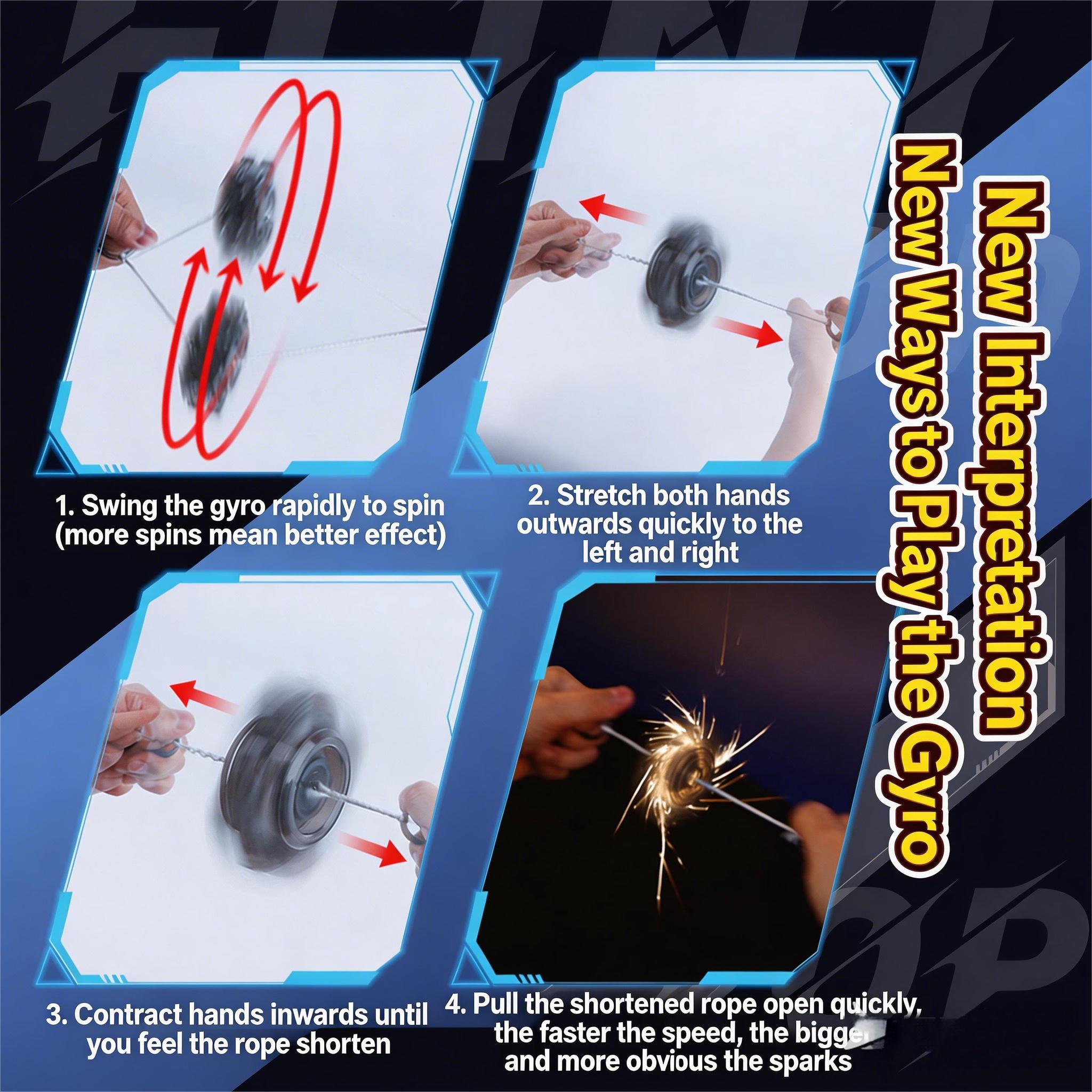 Pull String Fire Spinner Toy – Spark Wheel with Glowing Effect, Fun  Gift