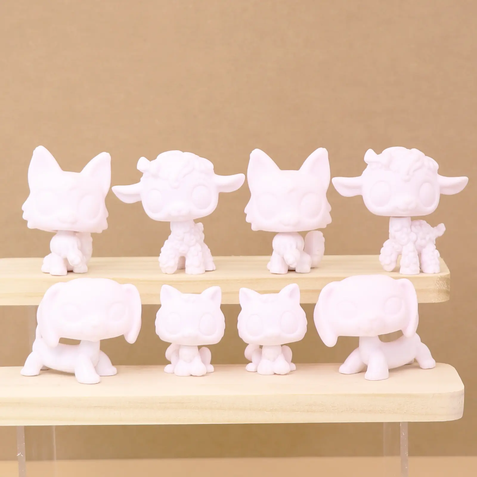 8 Pack Blank DIY Painting Animal Figurines, Unpainted White Mini Cartoon Fox, Lamb, Cat & Dachshund Dog Statues, Custom Hand Paint Blank Pet Figures Craft Kit, DIY Art Toy Supplies, Creative Gift for Kids Boys Girls Birthday Party Favor
