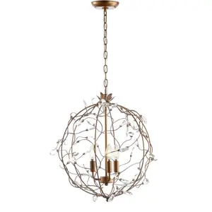 JONATHAN Y Magnolia Adjustable Iron Rustic Farmhouse LED Pendant; for Living Room, Bedroom, Kitchen, Office