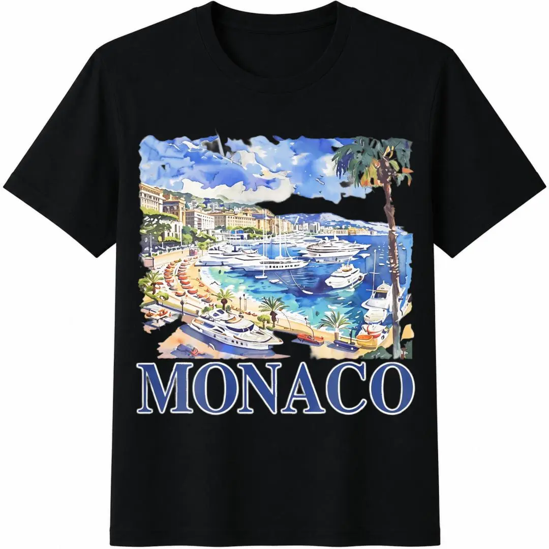 T Shirt Print ,Graphic-Cotton Tees Vintage Monaco Italy Graphic Shirt, Unisex Retro Summer Shirt, Nostalgia Monaco Tee, Vintage Style Cotton Tee, Sail Shirts,Y2K,Oversized Shirt