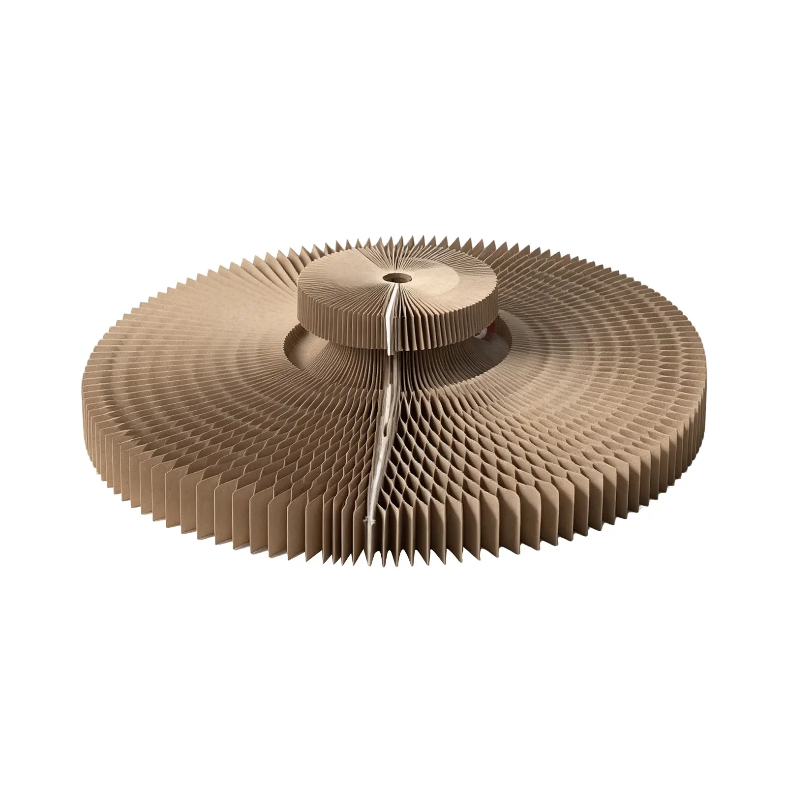 Expandable Accordion Cat Scratcher Board, Foldable Corrugated Cardboard Cat Bed with Configurable Round and Curved Shapes, Scratch and Lounge Furniture with Center Play Area for Indoor Cats, Natural Color, 20.87 x 20.87 x 4.33 in