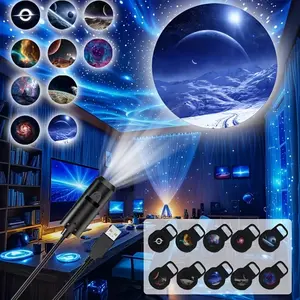 USB LED Galaxy Projection Lamp, 10/6/3 Pattern, Starry Sky and Solar System, Ceiling Photo Background Decor, 360° Rotating, Bedroom, Living Room, Holiday Decoration, Ceiling Led Lights