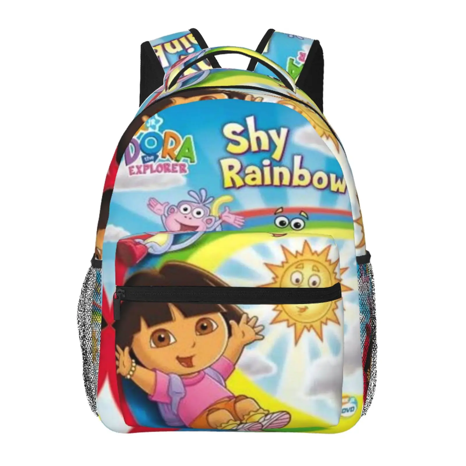 Dora All-Over Print Character Decoration Cartoon Theme Backpack for Teens - Scratch-Resistant, Large Capacity, Backpacks for School, Daily Commute, Casual Merch, Weekend Trip Gift