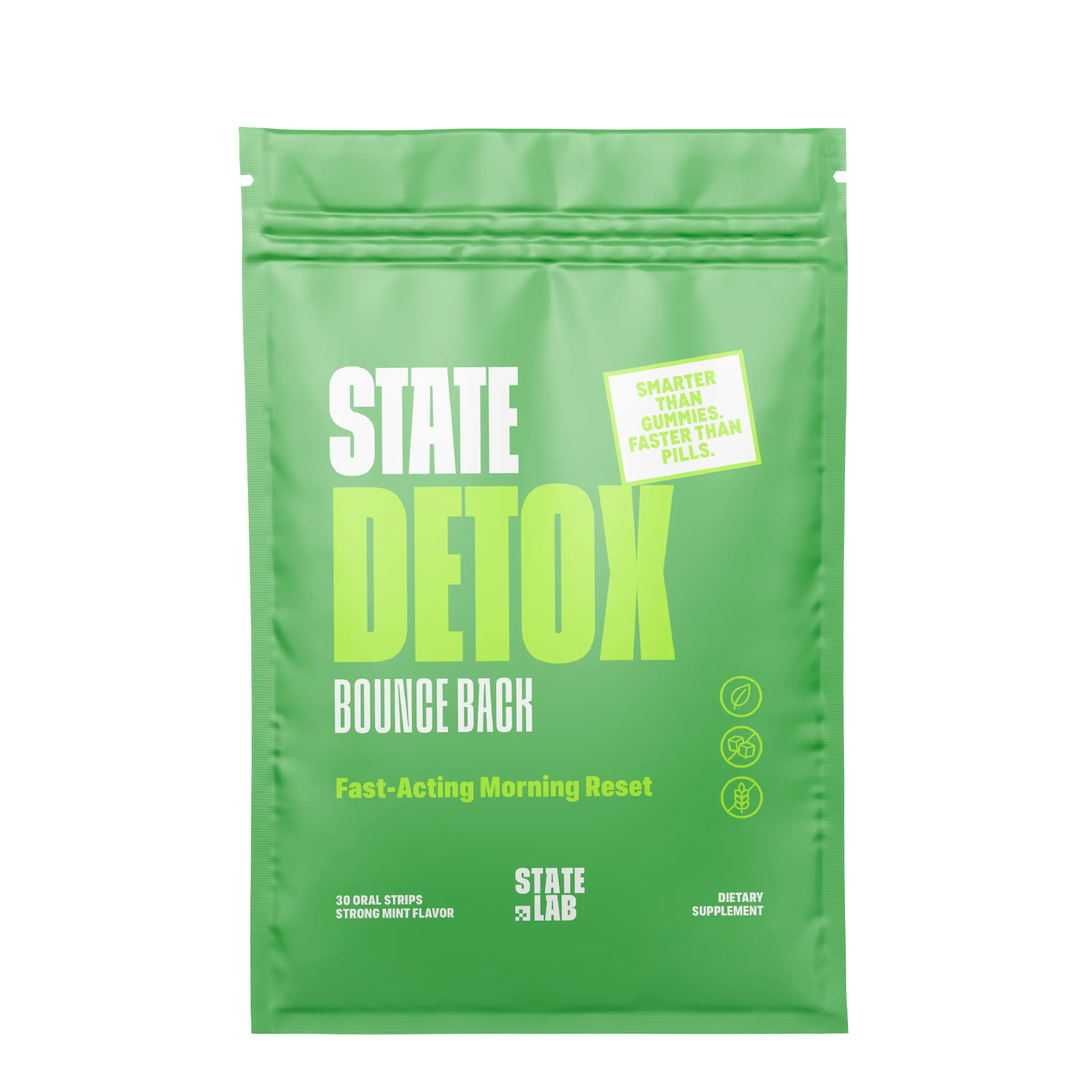 STATE DETOX Fast-Acting Mint Oral Strips - Daily Nutrition Supplement, Detox Debloat Formula, Edible Dietary Supplement for Morning Reset & Recovery with Electrolytes, Ginger Root, Milk Thistle - Vegan, Gluten-Free, Sugar-Free