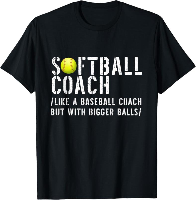 Softball Shirts Softball Dad Shirts for Men Softball Coach Casual Short Sleeve Cotton T-Shirt
