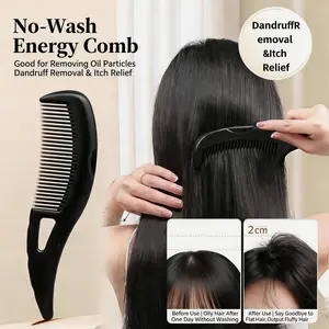 2pcs household dandruff comb, scalp care massage energy comb, plastic wide hollow tooth button comb, suitable for men's and women's hair brushes