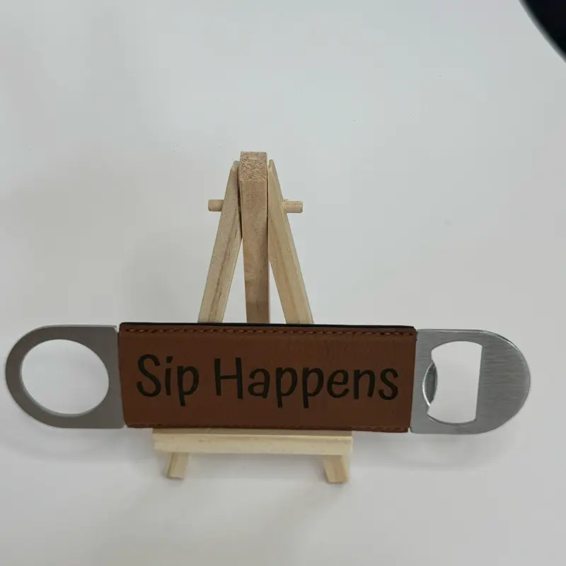 Bottle Opener - leather handle - Custom Engraving Included*