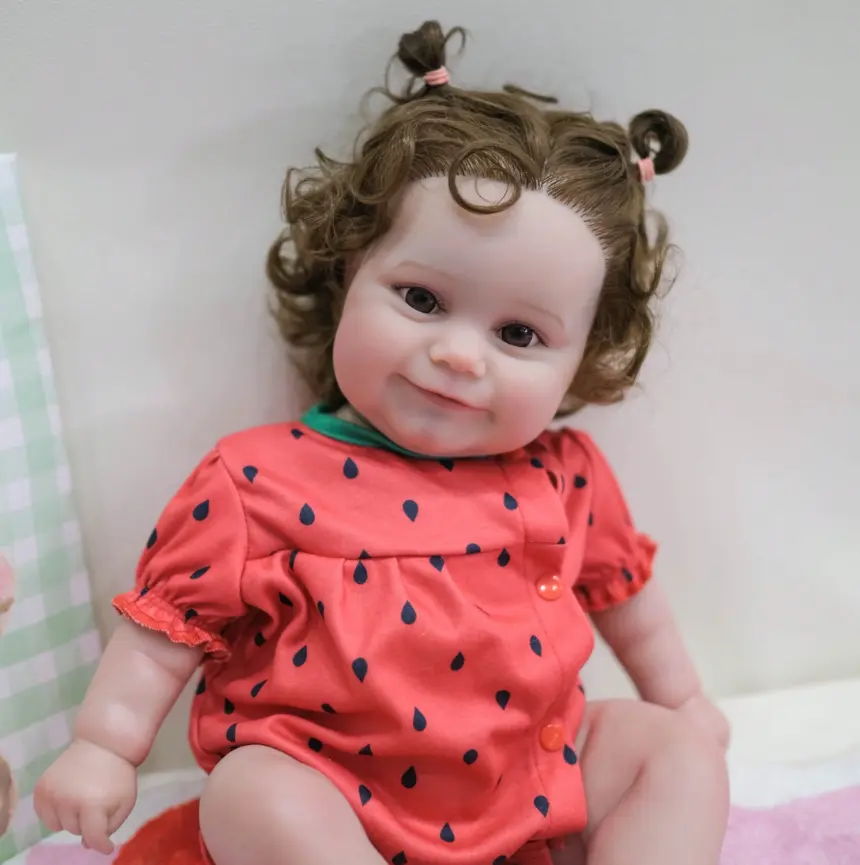 New Watermelon-Style Reborn Baby Maddie Girl Dolls 20 Inch Reborn Toddler Doll Realistic Newborn Soft Vinyl Baby Dolls With Rooted Hair Toy For Kids Age 3+