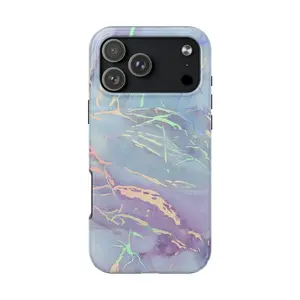 Holo Moonstone Phone Case, Aesthetic Iridescent Marble Cover, Glowy Pastel Marble Style For Iphone 17 16 15 14 13 12