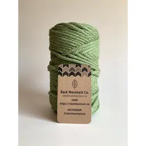 5mm 3 Ply Macrame Cord 3 Strand Twisted Cotton Craft Rope - Light Green Fiber Art String