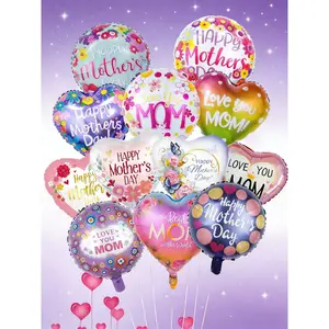 12 Mother's Day theme love round aluminum film arrangement decorative balloon set, suitable for Mother's Day family party scene arrangement, gift decoration, flower shop, mother and baby store, shopping mall Mother's Day event arrangement,