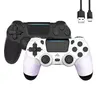 CORESI 2-Pack Plastic Bluetooth Wireless Gaming Twin Controllers, Gaming Pad with 3D Joystick, Color-Changing LED Light, Capacitive Trackpad, Dual-Motor Rumble, Built-in Speaker, Type-C Cable for PS4/Slim/Pro, Windows PC (Black & White)