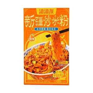 ZHAZHAHUI  Fried Rice Noodles - Spicy (216g) - No Soak Hollow Noodles, Anjiha Pepper, 4x Seasoning Packs