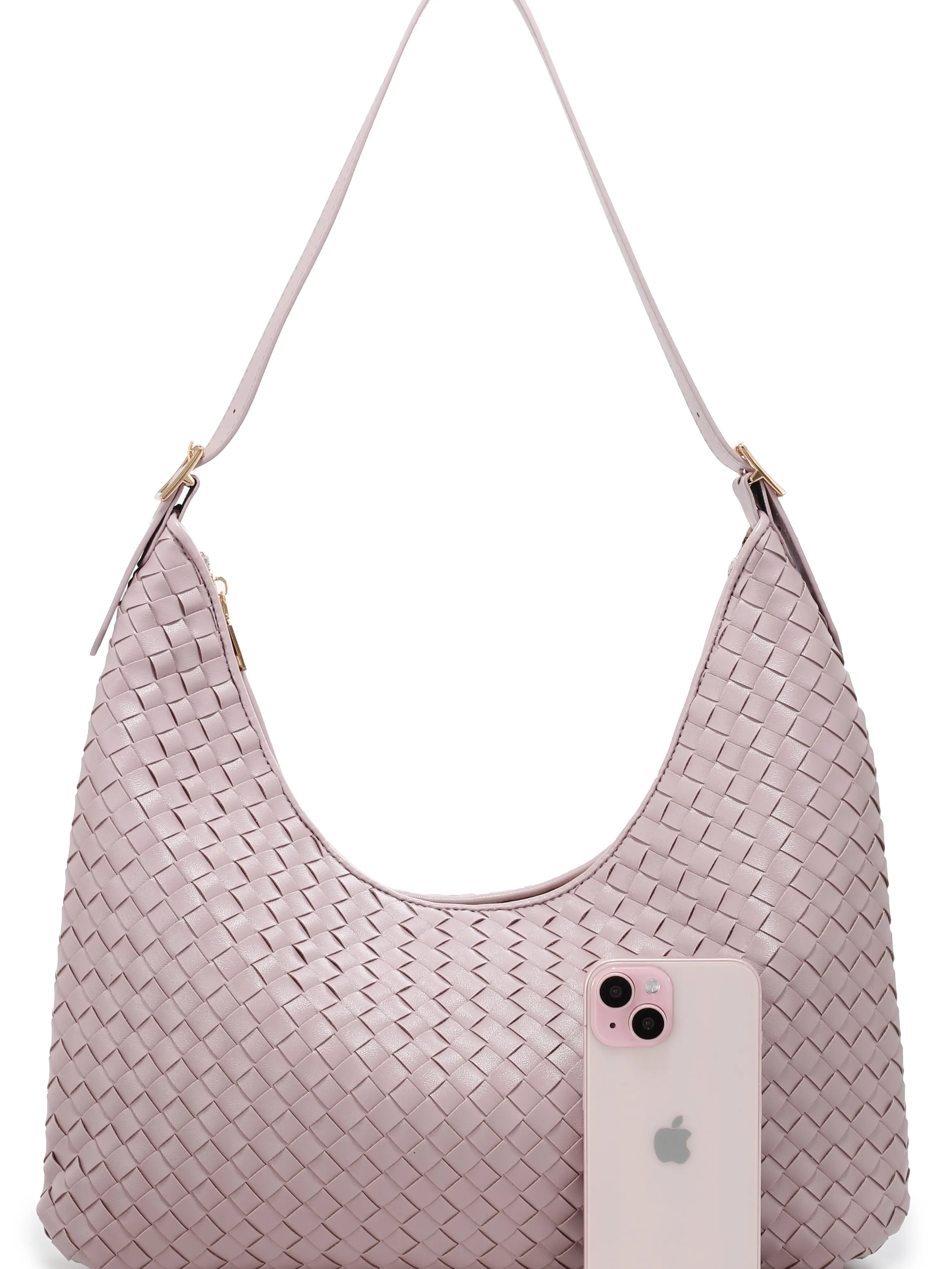 LA TERRE Woven Hobo Shoulder Bag - Women's Crescent Crossbody Bag T3842