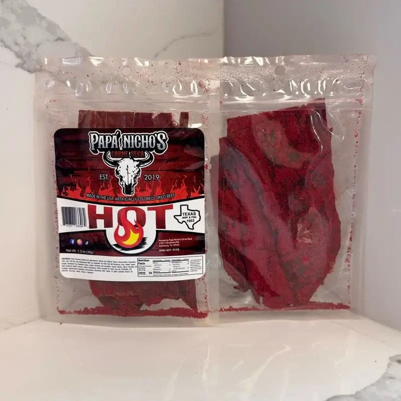 NEW LOOK  RED POWDER HOT Beef Jerky  Carne Seca