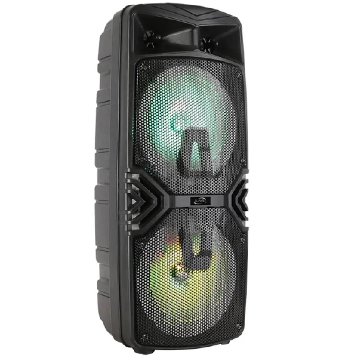 212 MAIN Portable Wireless Bluetooth 5.0 LED Light Outdoor Speaker - 2x8 in. Audio Device with Dispersive Sound, Radio, MP3 Digital Playback, SD Card Slot, USB Port, Auxiliary Input, Rechargeable for Tailgate Parties, Auxillary Input