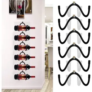 Wall Mounted Wine Rack Wine Bottle Rack Holder Storage Organizer with Rubber Protection（No Scratches）- Home & Kitchen Décor - Pack of 6