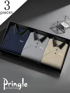 Men's Quick-Dry Polo Shirt Set, Menswear, Classic Pringle Print, Breathable & Comfortable, Athletic Sporty Fitted Design, Lightweight Fabric, All Seasons Wear