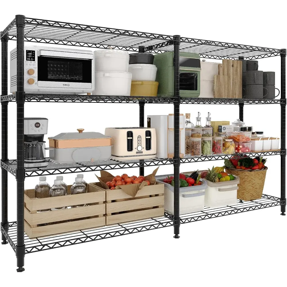 4-Tier Heavy Duty Adjustable Steel Household Organiser Tool Rack, Easy Assembly Metal Storage Shelving Unit, for Garage & Kitchen Organization, 13.8" D x 60" W x 59.5" H