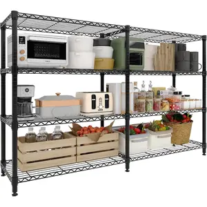 4-Tier Metal Shelving Unit, Heavy Duty Storage Shelves Adjustable Garage Shelf, Easy Assembly, for Basement, Kitchen & Pantry Room Organization, 13.8" D x 60" W x 59.5" H