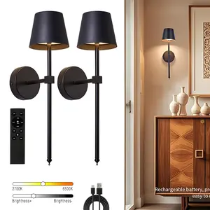 Modern LED Rechargeable Wall Lamp, Simple Dimmable Remote Control, Lighting Modes Adjustable, Bedroom Bedside Hallway Entry Small Space Decorative Light, Adjustable Lights