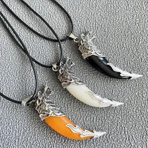High-Quality Alloy Wolf Head Necklace - Unisex Fashion Accessory