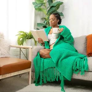 Green Long Cardigan Floor Length Tall Girl Friendly Knitwear - Comfortable Womenswear for Everyday Use - lounge, House robe, sweater dress, dress up or down.   Tops Bridal