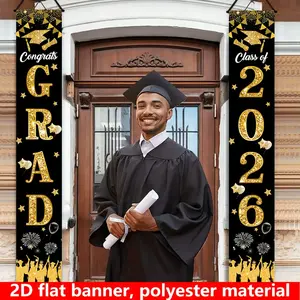 Graduation Season Porch Decoration Couplet Set, 180cm X 30cm (70.8 Inches X 11.9 Inches), Indoor & Outdoor Use, Outdoor Banners, 2026 Graduation Party Decor, Graduation Party Decorations, Grad Party Supplies