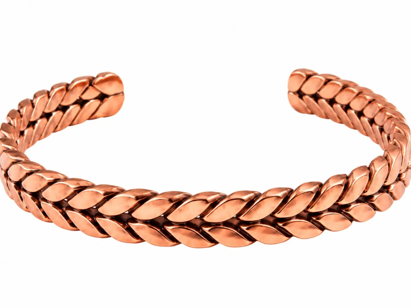 Elegant Pure Copper Leaf Bracelet for Women – Adjustable Cuff Bangle
