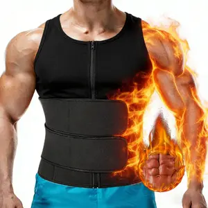 Men's Sauna Vest, Double Belt Sauna Vest Waist Trainer, Men Waist Trainer Gym Fitness Breathable Sweat Abdominal Shaping Tank Top Workout Apparel
