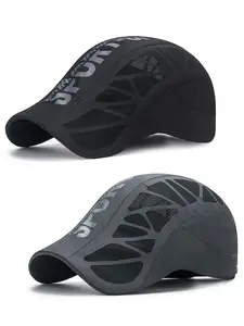 2 Pack Newsboy Hats for Men Flat Cap Adjustable Breathable Irish Cabbie Ivy Driving Hunting Hat