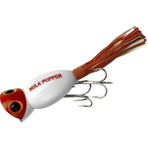 Arbogast Hula Popper 3/8 oz Fishing Lure - White/Red Head